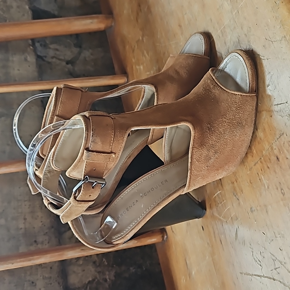 Proenza Schouler Suede T-Strap Wedge Sandals
